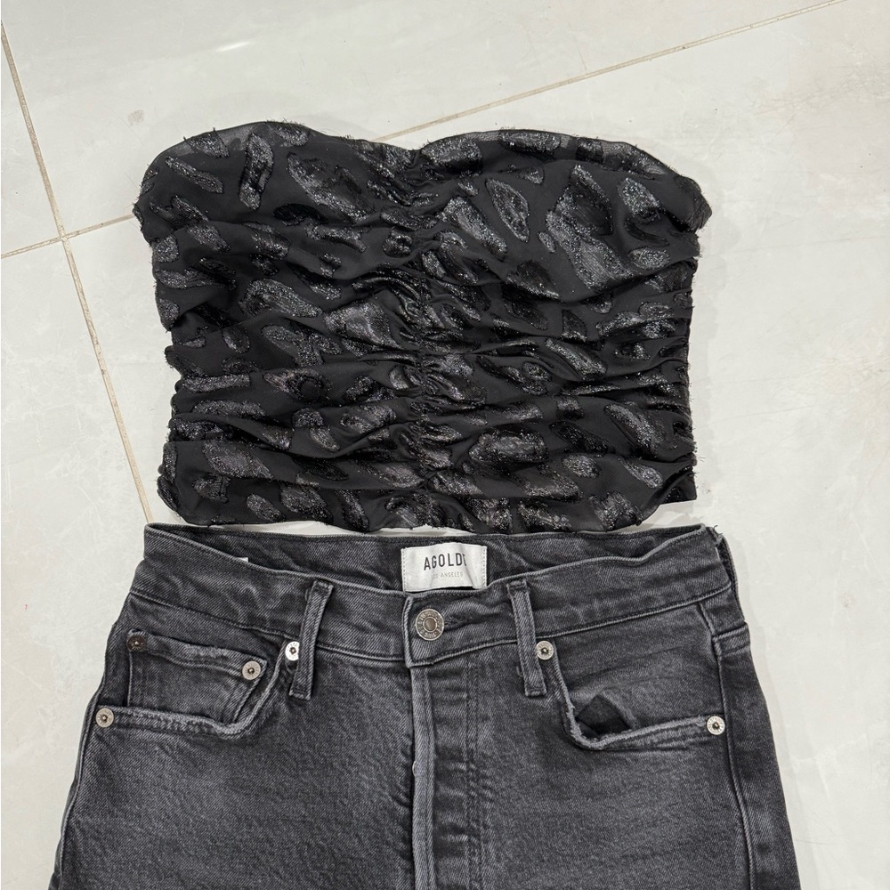 Black Textured Tube Top